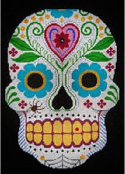 SUGAR SKULL HEART AND FLOWERS by JP Needlepoint STITCH GUIDE JPH40sg