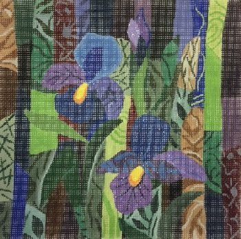 PURPLE IRIS COLLAGE by JP Needlepoint - JPMB001