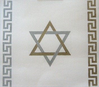 JPTB050T-SILVER & GOLD STAR TALLIS BAG by JP Needlepoint