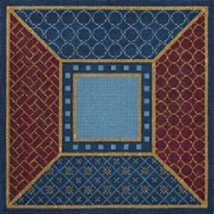JPTF098 BURGUNDY NAVY PATTERNS TEFILLIN by JP Needlepoint