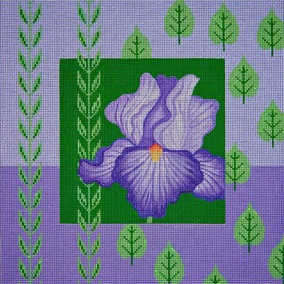 JPV-038 PURPLE IRISES & LEAVES by JP Needlepoint