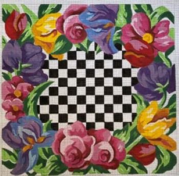 JUCM356 CHECKMATE FLORAL PILLOW OR CHALLAH COVER  by Judi and Co.