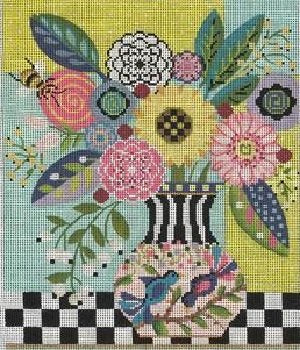 KCA43-18 CELEBRATION FLORAL CANVAS ONLY Kelly Clark