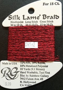 09 DARK RED   SILK LAME BRAID