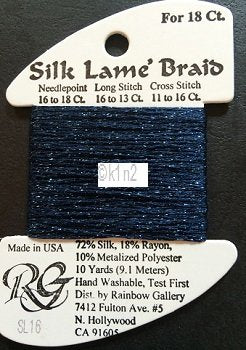 16 NAVY BLUE  SILK LAME BRAID