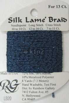 20 DARK ANTIQUE BLUE SILK LAME BRAID