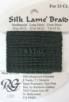 86 DEEP FOREST GREEN SILK LAME BRAID