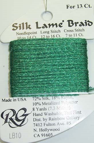 10 GREEN SILK LAME BRAID