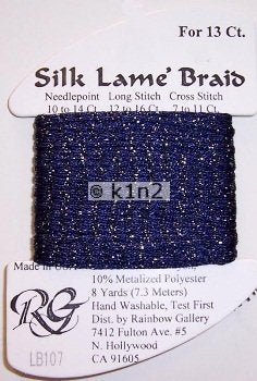 107 DEEP COBALT BLUE  SILK LAME BRAID