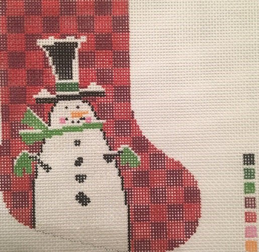 LEE BX13-CHECK SNOWMAN MINI SOCK by Lee's Needlearts