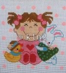 LEEBG56dCh-GIRL WITH DUCK AND BUNNY by Lee's Needlearts