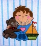 LEEBG57dCh-BOY WITH BEAR AND SAILBOAT by Lee's Needlearts