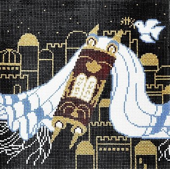 LEEJ101Tf-JERUSALEM WITH TORAH TEFILLIN by Lee's Needlearts