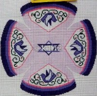 LEEJ142Y-Purple Dove Yarmulke by Lee's Needlearts