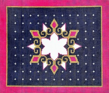 LEEJ195T-NAVY w PINK BORDER TALLIS BAG by Lee's Needlearts