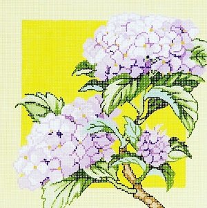 LEEP1119-HYDRANGEAS ON YELLOW by Lee's Needlearts