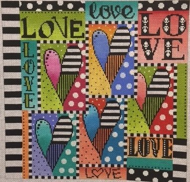 MIN2509 LOVE LOVE LOVE by Mindy Needlepoint