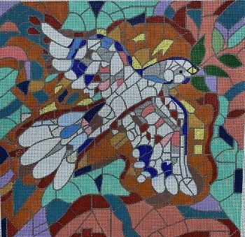 MN644 MOSAIC DOVE PICTURE OR CHALLAH COVER by MAGIC NEEDLE