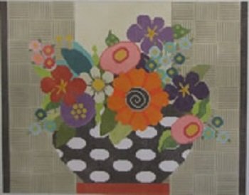 ND330 FLOWERS IN BLACK AND WHITE VASE by Needle Deeva