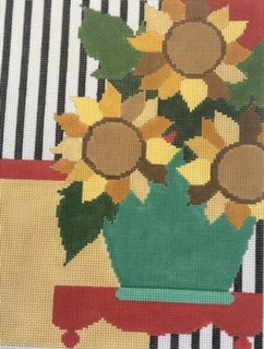 ND661K SUNFLOWERS IN A BLUE VASE by Needle Deeva
