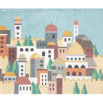 KPPF162 CITY OF JERUSALEM DAY TALLIS LIGHT BLUE by Katherine Parfet
