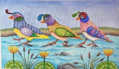 PM11730 -THREE 3 ORANGE BIRDS by Patti Mann