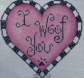 PM22011p I WOOF YOU on PINK Heart by Patti Mann