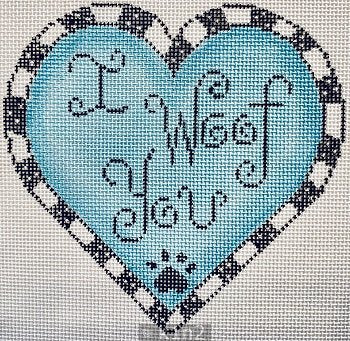PM22011 I WOOF YOU on BLUE Heart by Patti Mann
