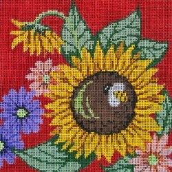 PM4018 Sunflower and Bee Red by Patti Mann