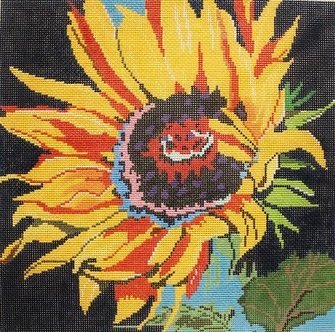 PM5612 Sunflower on Purple Eggplant by Patti Mann