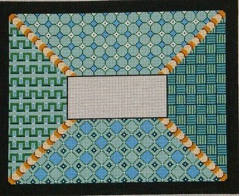 BLUE GREEN GEOMETRIC TALLIS BAG by Patti Mann  STITCH GUIDE  PM7600sg