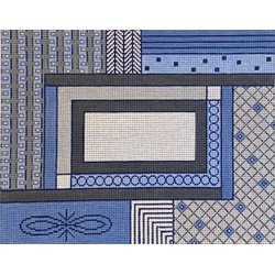PM7606 BLUE GRAY and WHITE GEOMETRIC TALLIS by Patti Mann
