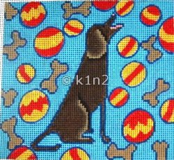 PPA285B-BARKING DOG ON TURQUOISE by Patty Paints