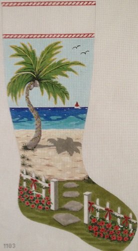 PPD1103 SEASIDE CHRISTMAS STOCKING by Purple Palm Designs