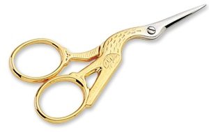 PREMAX SERRATED STORK 3-1/2" GOLD EMBROIDERY  SCISSORS-PREMAX386S