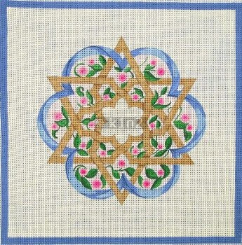 Challah Cover Flower w Star Judaica by Rishfeld-RISHWP113