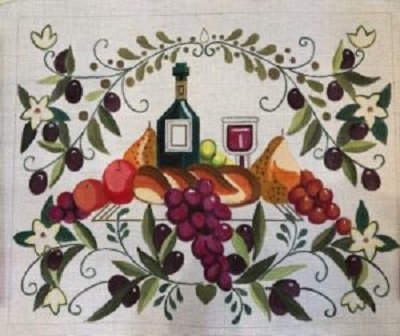 SASI4387 LARGE TABLE AND GRAPES CHALLAH COVER  by SASI