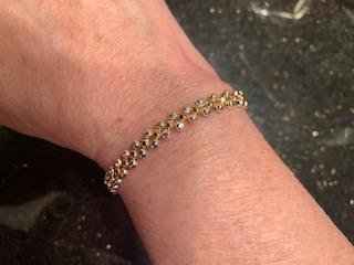 NEW 24K 1 STRAND SILVER AND GOLD PLATED HAND BEADED BRACELET