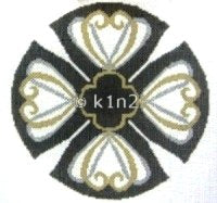SREP1159Y-BLACK SILVER AND GOLD YARMULKE by Susan Roberts