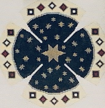 SREP1160 STAR & GEMS NAVY BURGUNDY GOLD YARMULKE by Susan Roberts