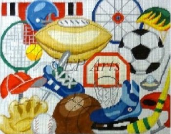 SREP0179 SPORTS EQUIPMENT TALLIS BAG PICTURE by Susan Roberts