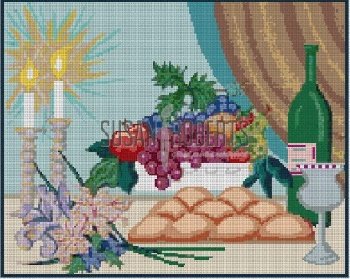 BREAD WINE AND FRUIT CHALLAH COVER by Susan Roberts Stitch Guide SREP1807C