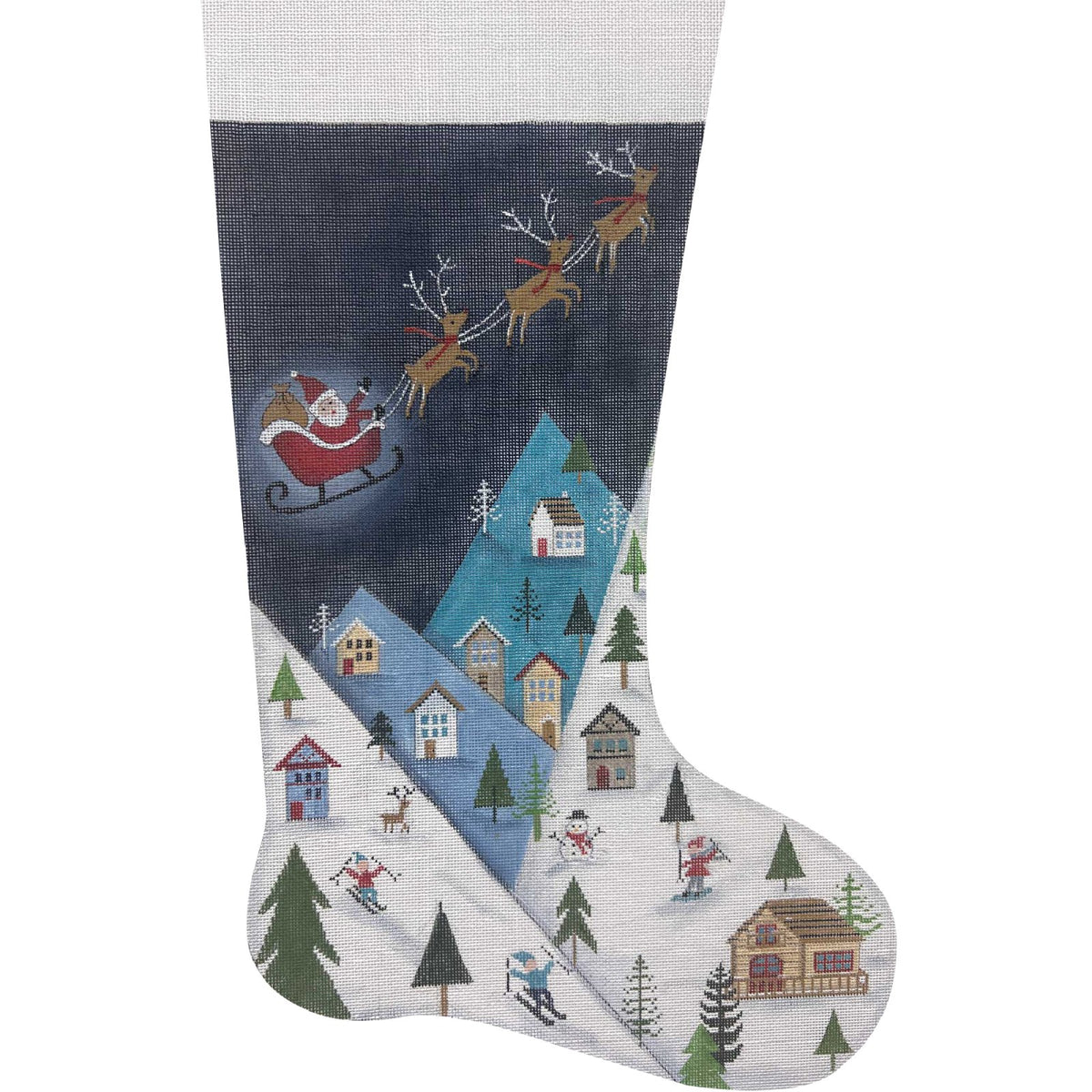 AP4588 SKI MOUNTAIN CHRISTMAS EVE STOCKING by Alice Peterson