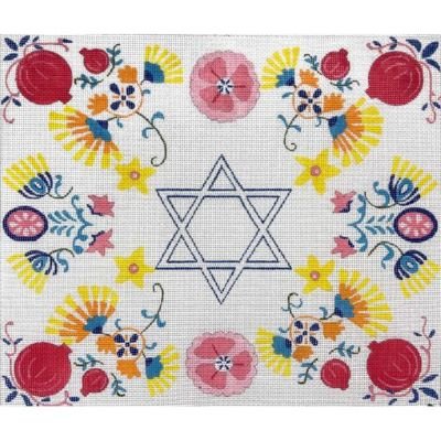 APEA145 POMEGRANATE AND FLOWERS TALLIS by Alice Peterson