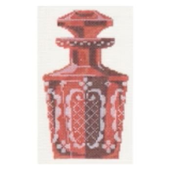 LL150M Etched Cranberry Glass Perfume Bottle by Labors of Love