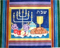 STJJ43-SHABBAT CANDLES CHALLAH COVER by Studio 2 Ltd