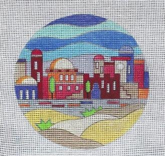 STJJ85-ROUND CITY OF LIGHT CHALLAH COVER by Studio 2 Ltd