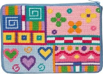 APSZ606 PATCHWORK NEEDLEPOINT PURSE STITCH 'N ZIP KIT by Alice Peterson