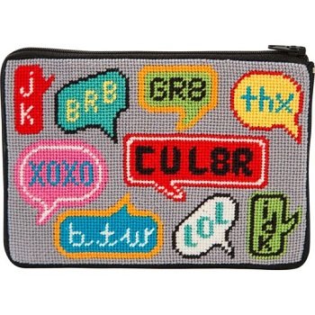 APSZ623 TEXTING NEEDLEPOINT PURSE STITCH 'N ZIP KIT by Alice Peterson