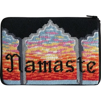APSZ626 NAMASTE NEEDLEPOINT PURSE STITCH 'N ZIP KIT by Alice Peterson
